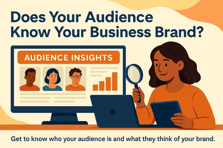 Does your audience know your business brand? A business owner studies audience insights to understand customers and their views of the brand.