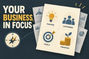 Your business, in focus: one concise overview brings purpose, customers, goals and finances together.