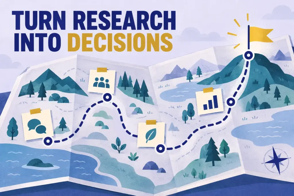 Turn research into decisions: patterns in customer evidence reveal a clear route through a research map.