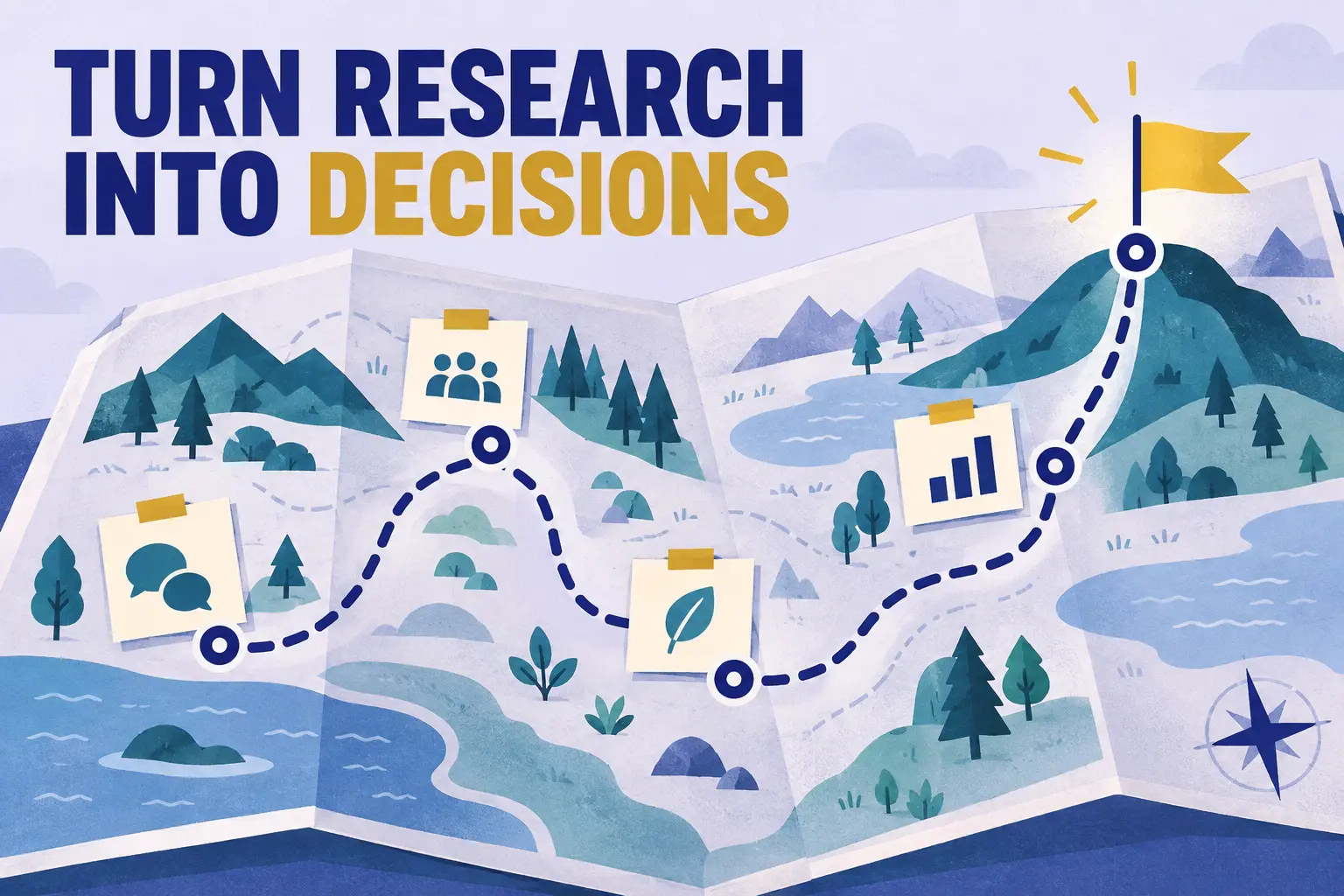 Turn research into decisions: patterns in customer evidence reveal a clear route through a research map.